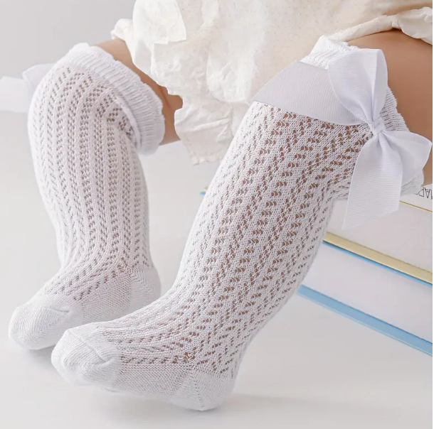 Breathable Bow Decor Lace Over The Knee Socks