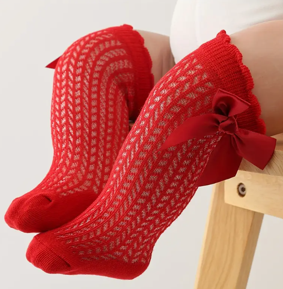 Breathable Bow Decor Lace Over The Knee Socks