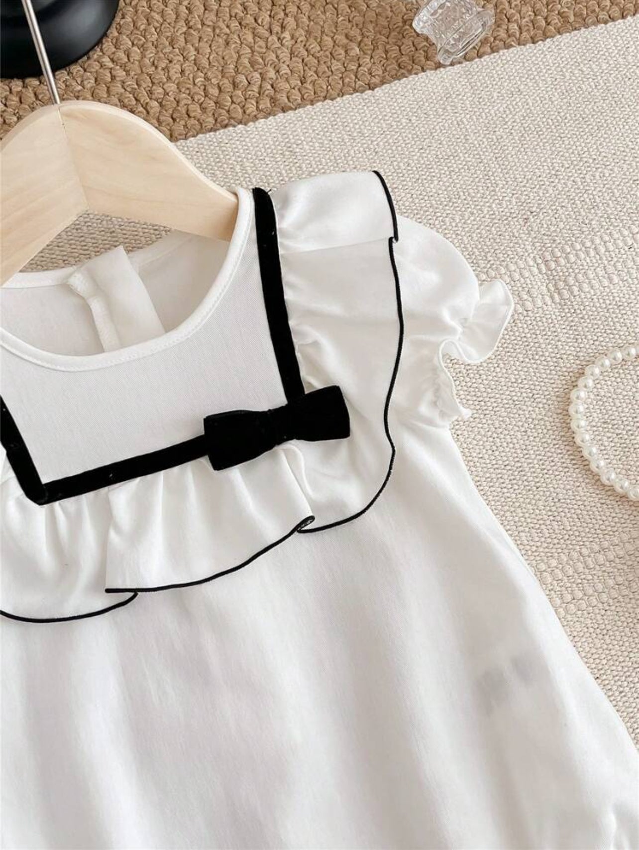 BabyBliss™ | White Bow Romper