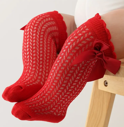 Breathable Bow Decor Lace Over The Knee Socks