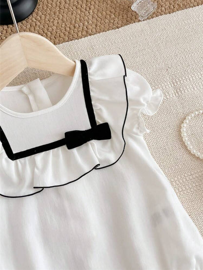 BabyBliss™ | White Bow Romper